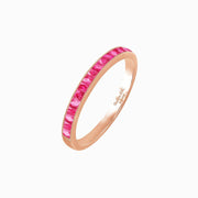 Art Deco Half Eternity Band – French - Cut Spinel in 14K Rose Gold - Shahin Jewelry
